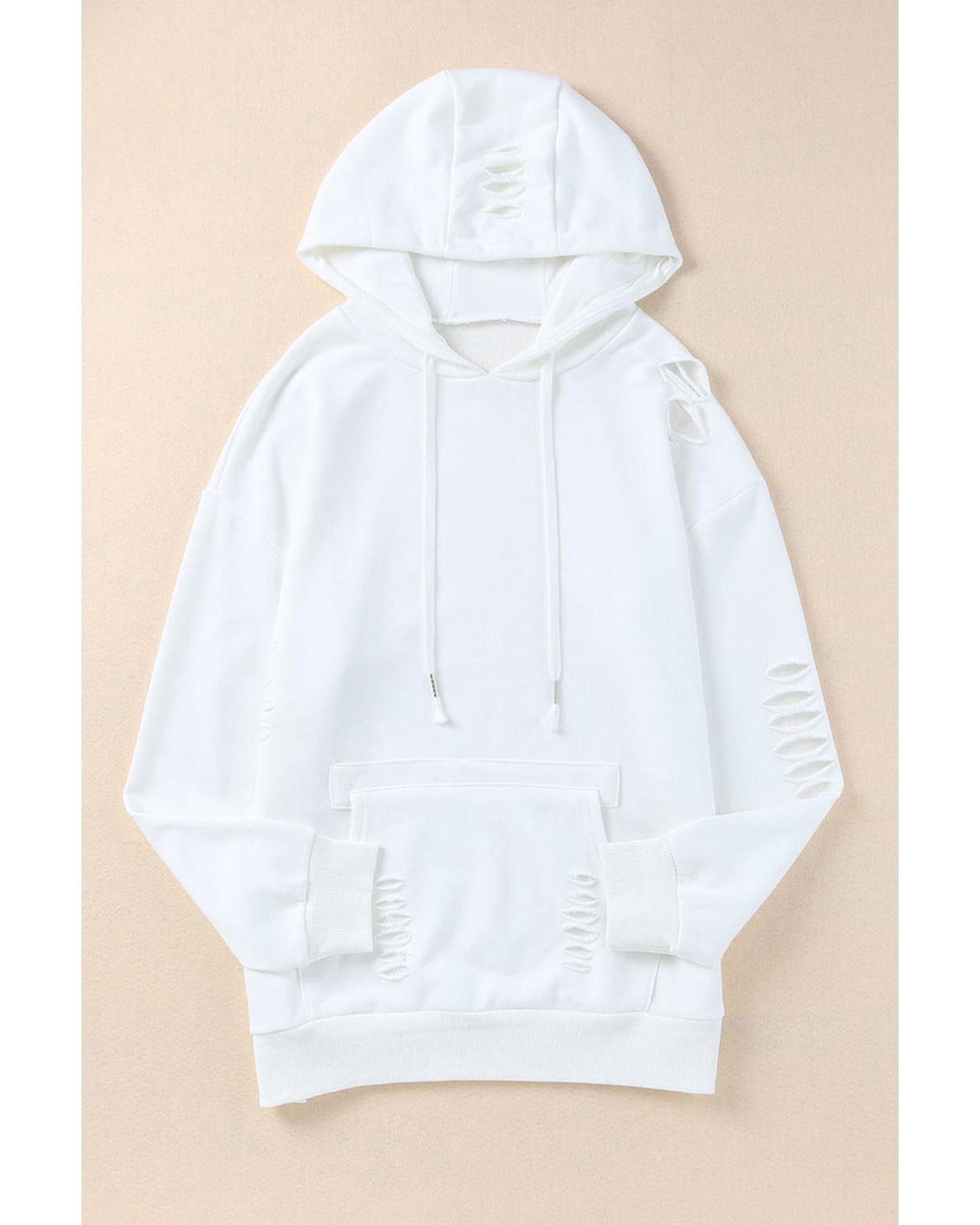 Azura Exchange Ripped Hooded Sweatshirt with Kangaroo Pocket - XL