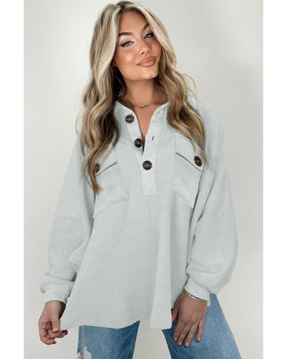 Azura Exchange Oversized Button Collared Sweatshirt - S