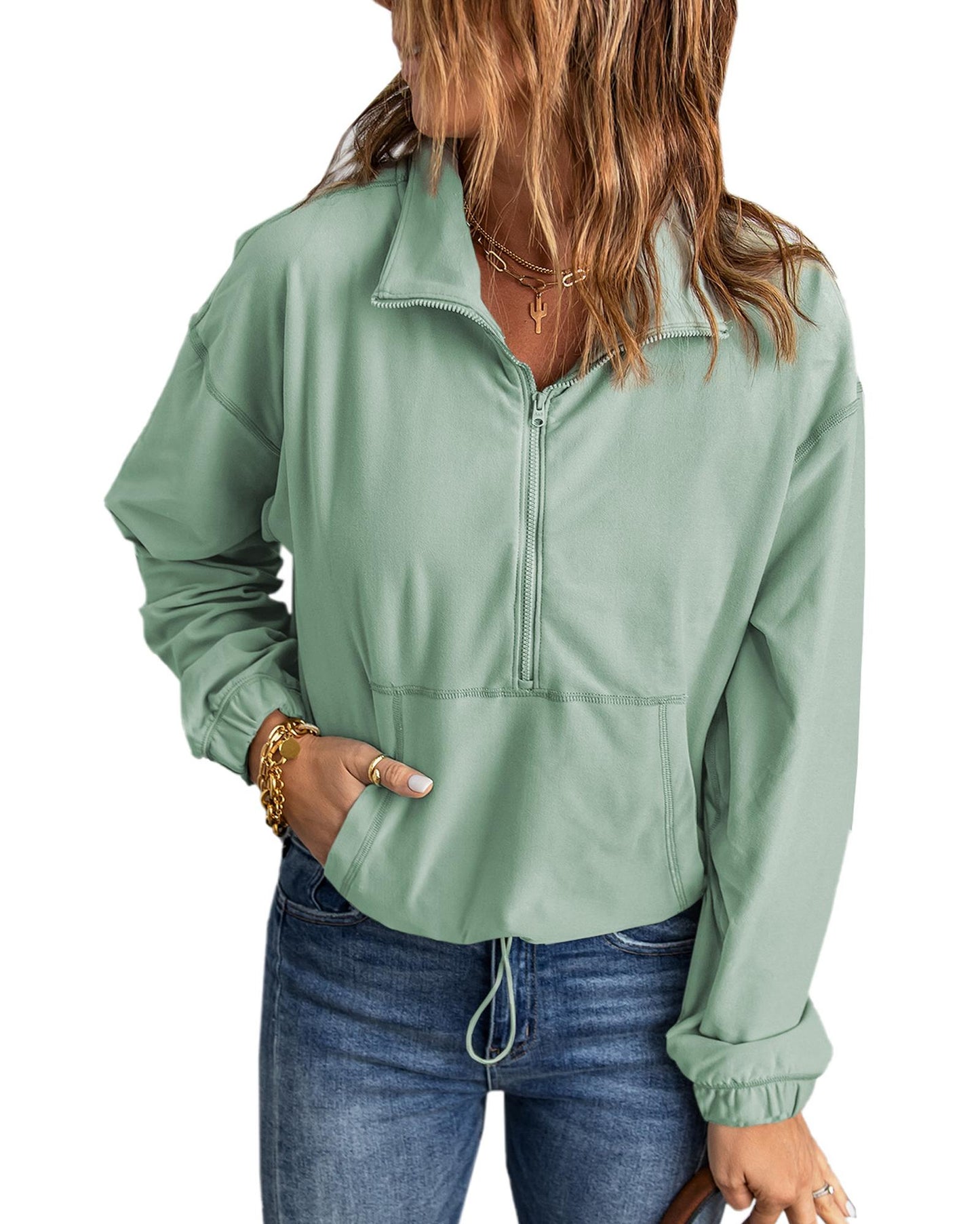 Azura Exchange Front Zip Pocket Sweatshirt - L