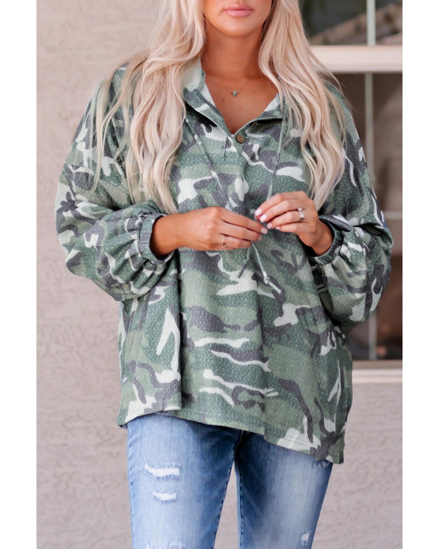 Azura Exchange Camo Print Oversize Hoodie - L