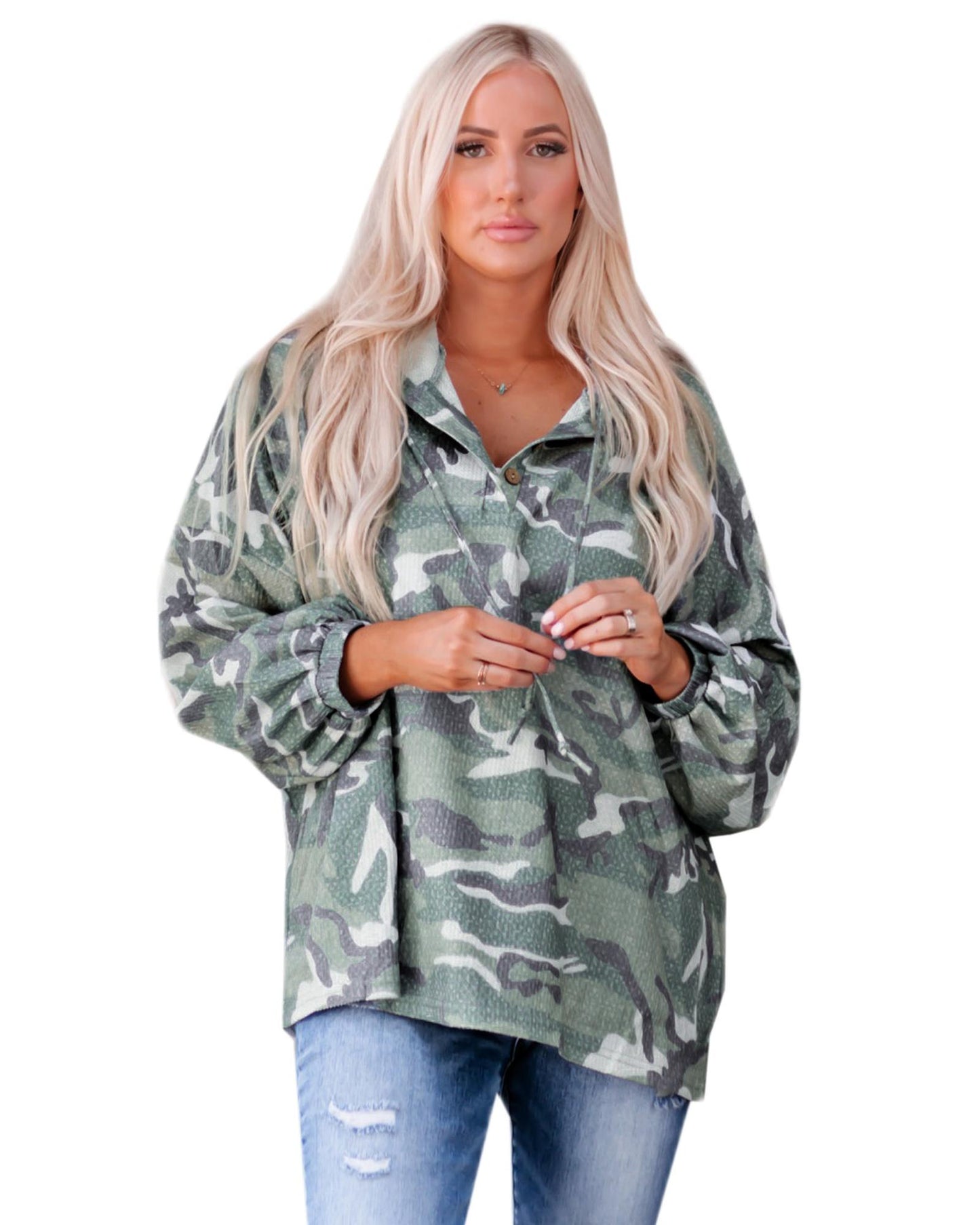 Azura Exchange Camo Print Oversize Hoodie - L