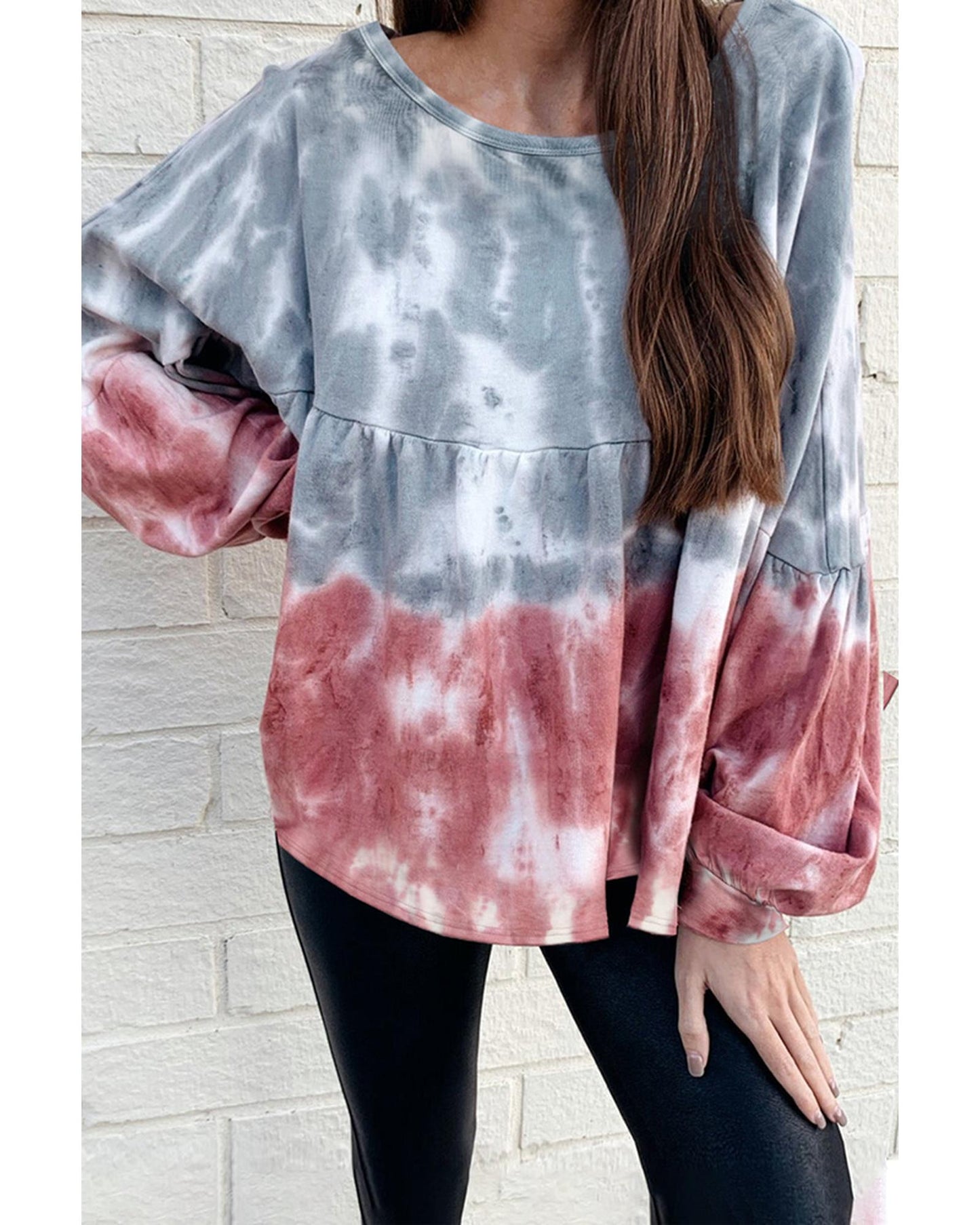 Azura Exchange Bishop Sleeve Tie Dye Sweatshirt - S