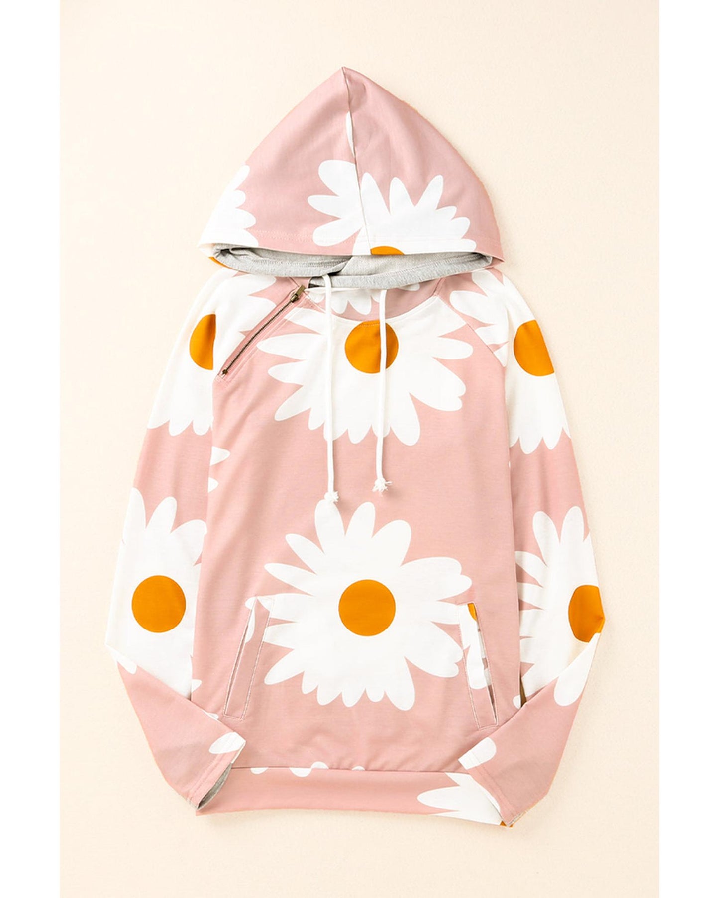 Azura Exchange Daisy Print Doublehood Sweatshirt - M