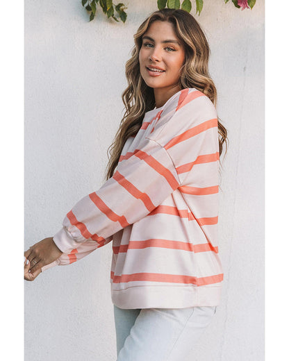 Azura Exchange Drop Shoulder Pullover Sweatshirt with Striped Pattern - 2XL