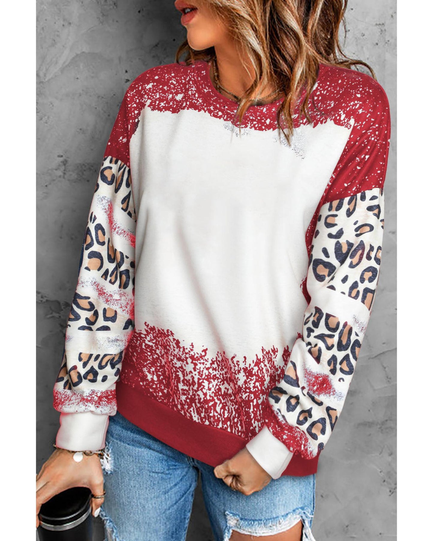 Azura Exchange Leopard Print Sweatshirt with Tie Dye Design - XL