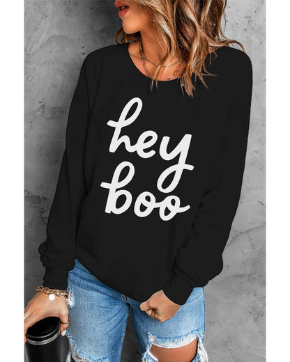 Azura Exchange Hey Boo Long Sleeve Pullover Sweatshirt - 2XL