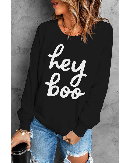 Azura Exchange Hey Boo Long Sleeve Pullover Sweatshirt - L