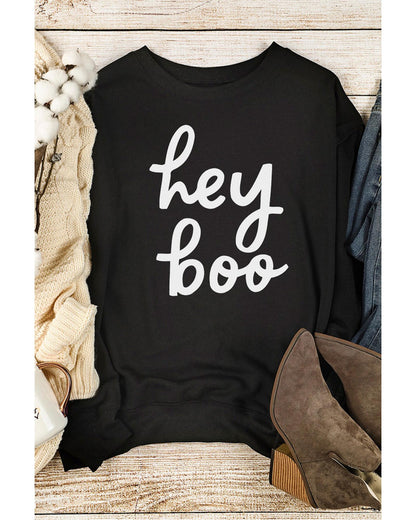 Azura Exchange Hey Boo Long Sleeve Pullover Sweatshirt - L