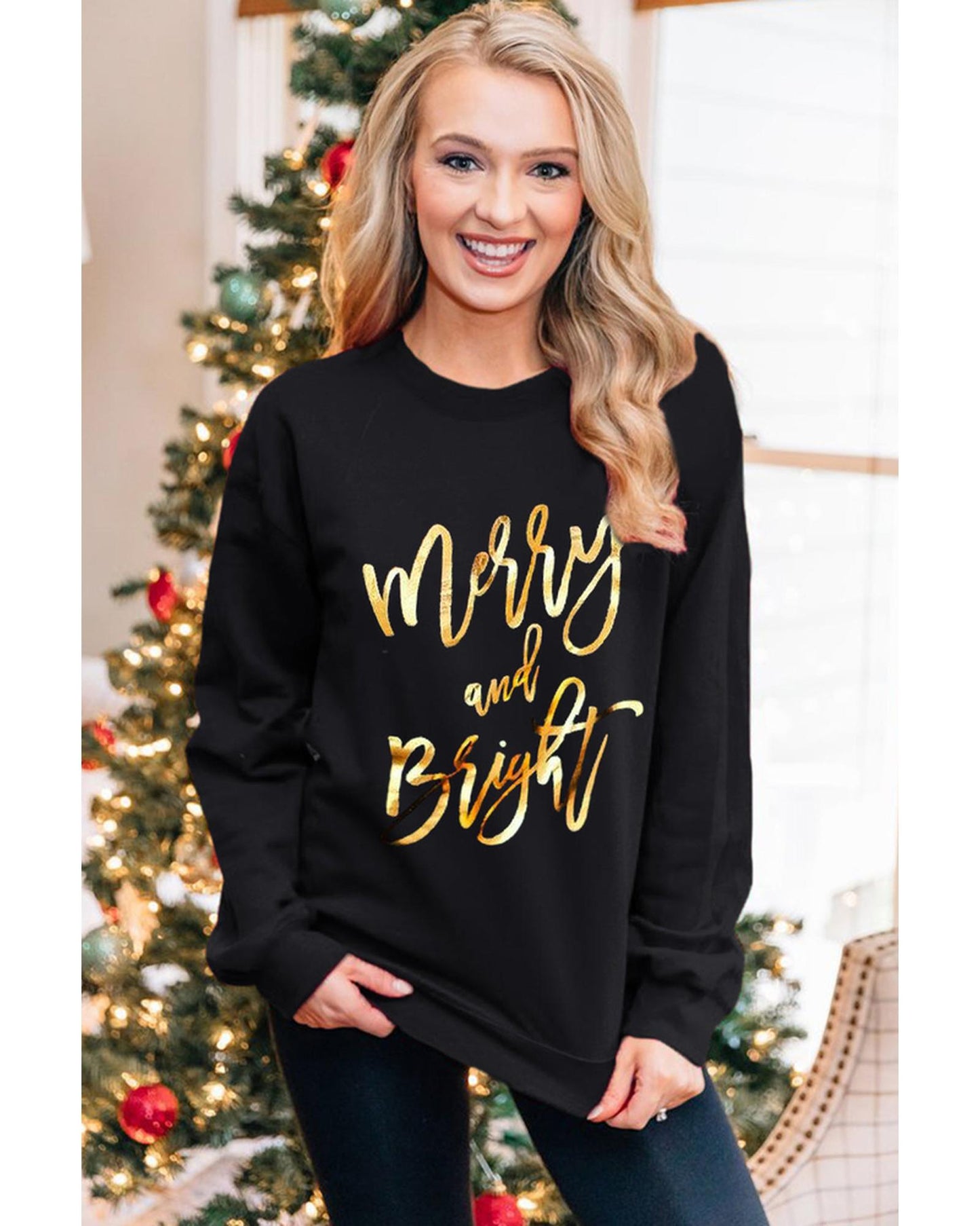 Azura Exchange Merry & Bright Print Sweatshirt - 2XL