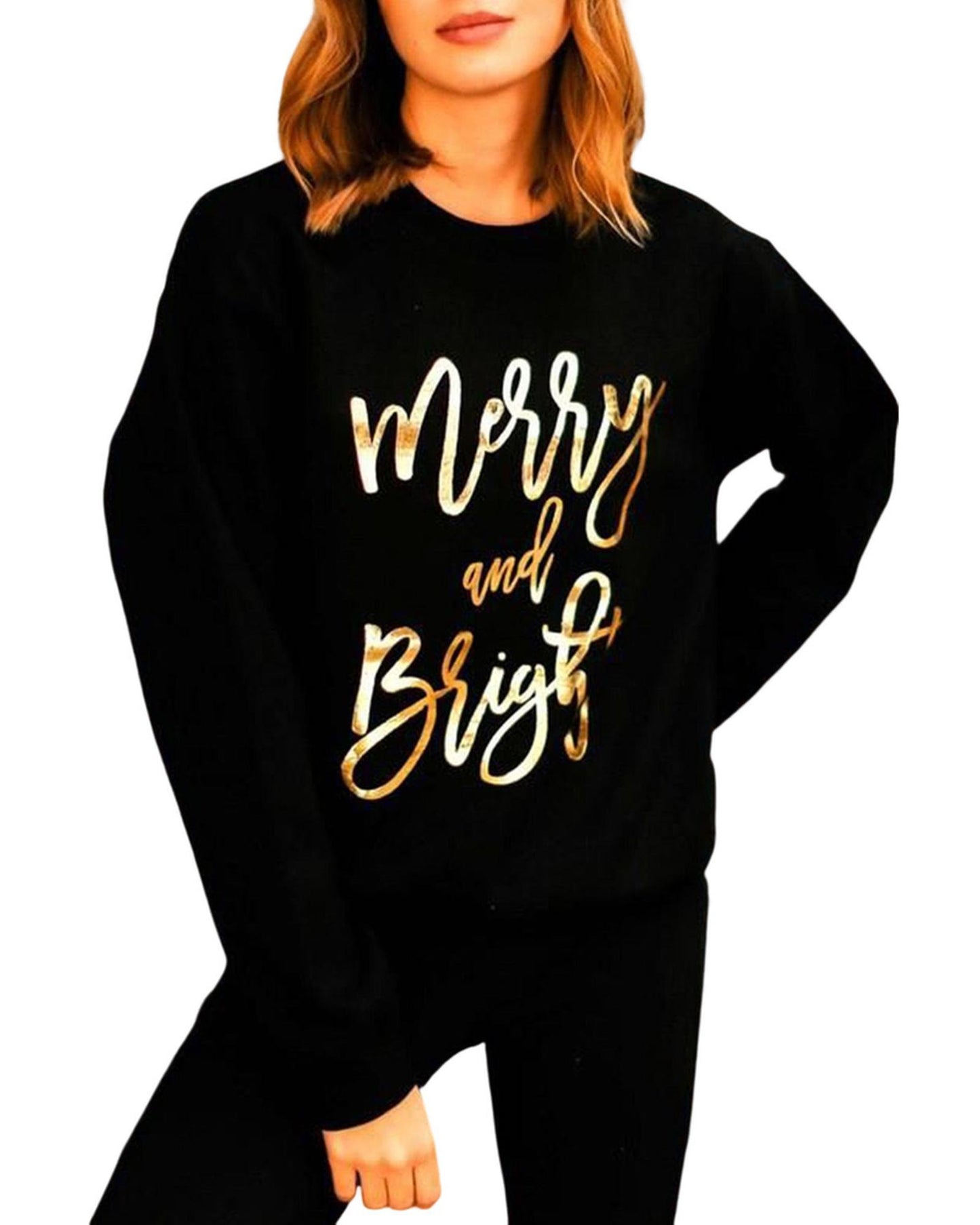 Azura Exchange Merry & Bright Print Sweatshirt - M