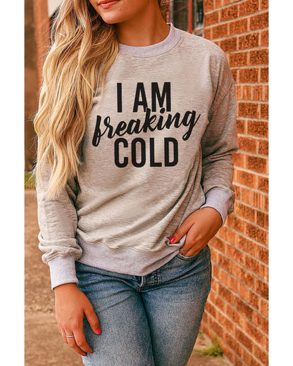 Azura Exchange Breaking COLD Letter Print Sweatshirt - S