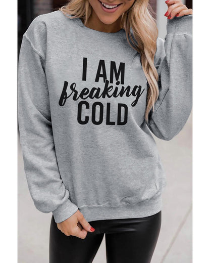 Azura Exchange Breaking COLD Letter Print Sweatshirt - XL