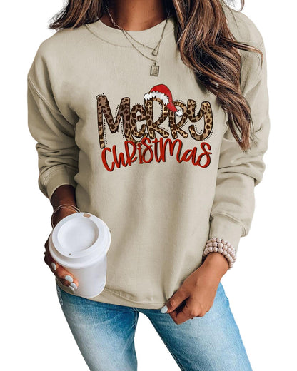 Azura Exchange Merry Christmas Hat Leopard Print Sweatshirt - XL