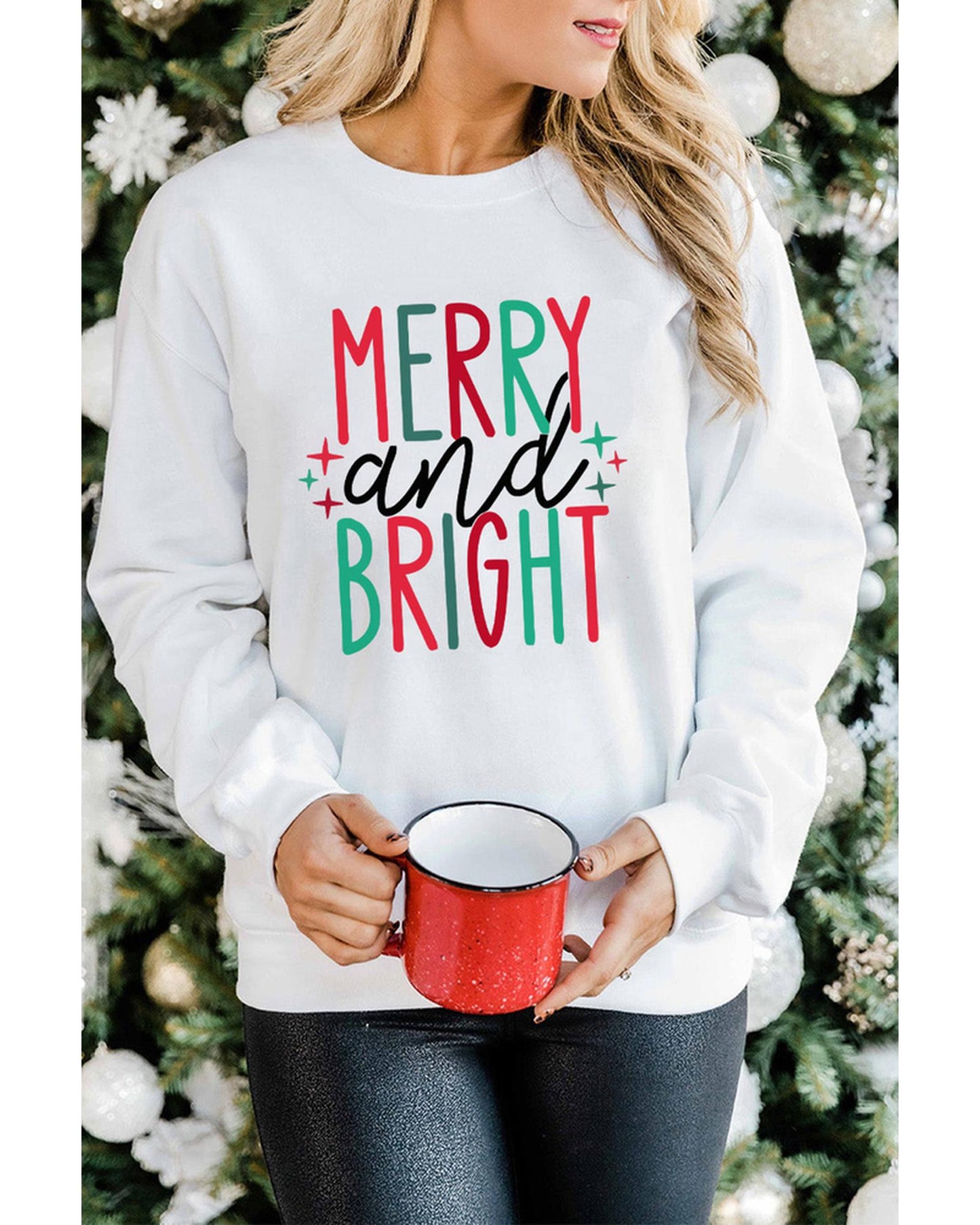 Azura Exchange Merry and Bright Long Sleeve Graphic Sweatshirt - XL