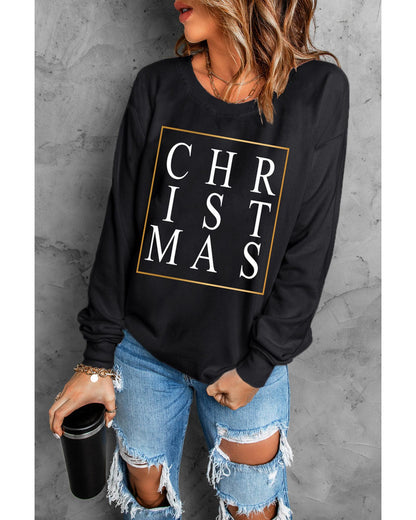 Azura Exchange Glitter Print Crew Neck Sweatshirt - S