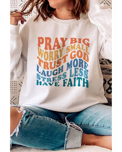 Azura Exchange Slogan Letters Print Long Sleeve Sweatshirt - M