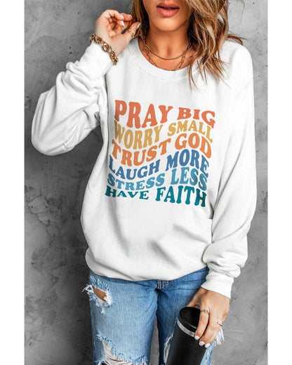 Azura Exchange Slogan Letters Print Long Sleeve Sweatshirt - S