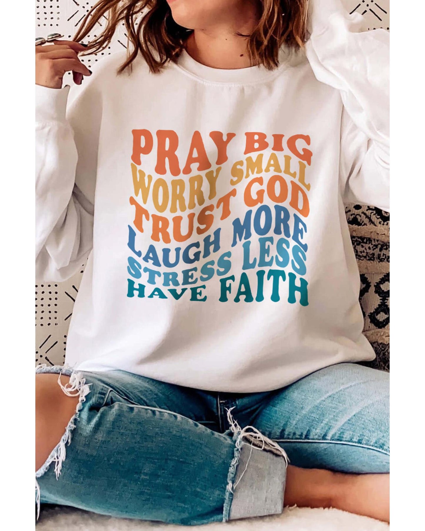 Azura Exchange Slogan Letters Print Long Sleeve Sweatshirt - XL