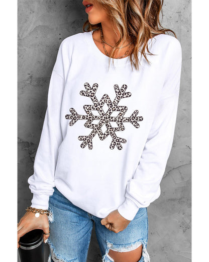 Azura Exchange Leopard Snowflake Pullover Sweatshirt - XL