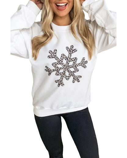 Azura Exchange Leopard Snowflake Pullover Sweatshirt - XL