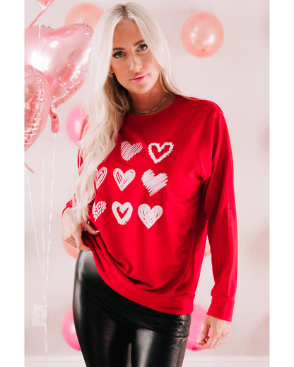 Azura Exchange Hearts Print Crewneck Sweatshirt - M