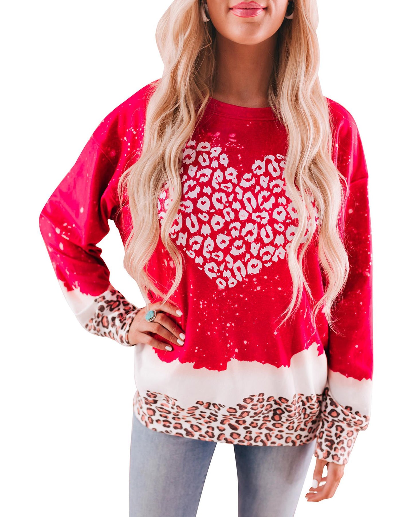 Azura Exchange Leopard Graphic Pullover Sweatshirt - M