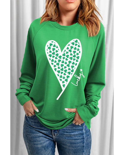 Azura Exchange Lucky Clover Heart Graphic Sweatshirt - L