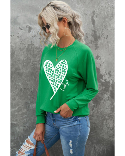 Azura Exchange Lucky Clover Heart Graphic Sweatshirt - M