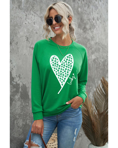 Azura Exchange Lucky Clover Heart Graphic Sweatshirt - M