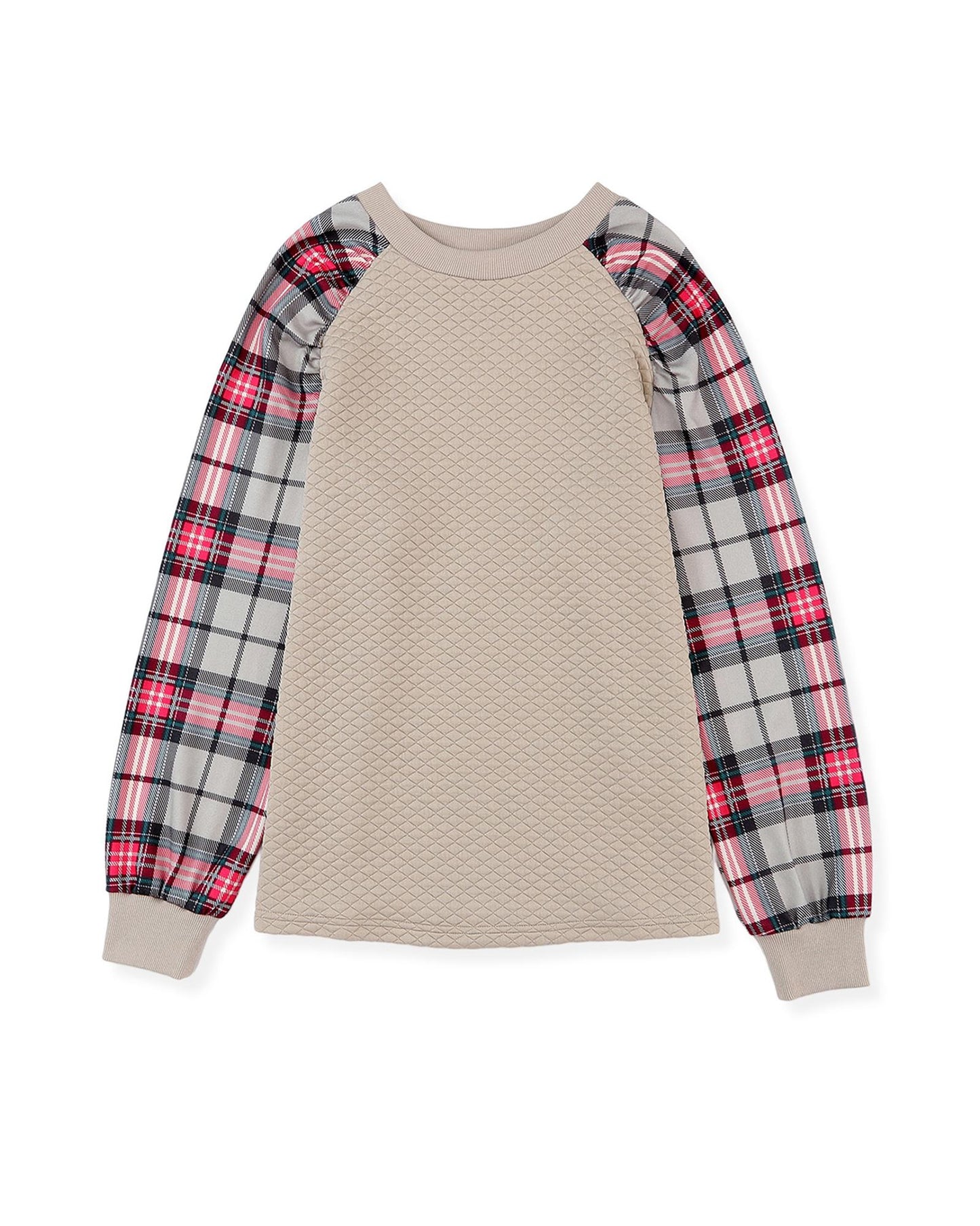 Azura Exchange Plaid Raglan Sleeve Sweatshirt - S