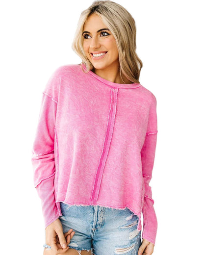 Azura Exchange High Low Raw Edge Sweatshirt - L