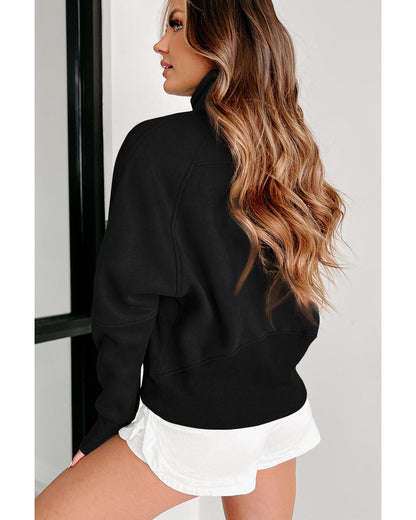 Azura Exchange Black Ribbed Thumbhole Sleeve Sweatshirt - XL