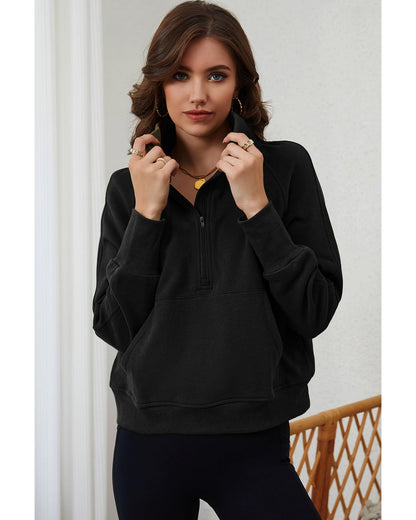 Azura Exchange Black Ribbed Thumbhole Sleeve Sweatshirt - XL