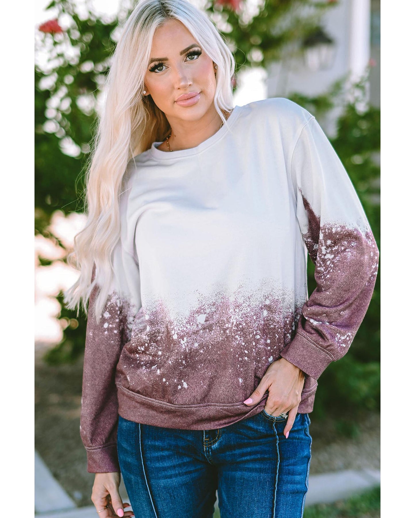 Azura Exchange Gradient Tie Dye Pullover Sweatshirt - L