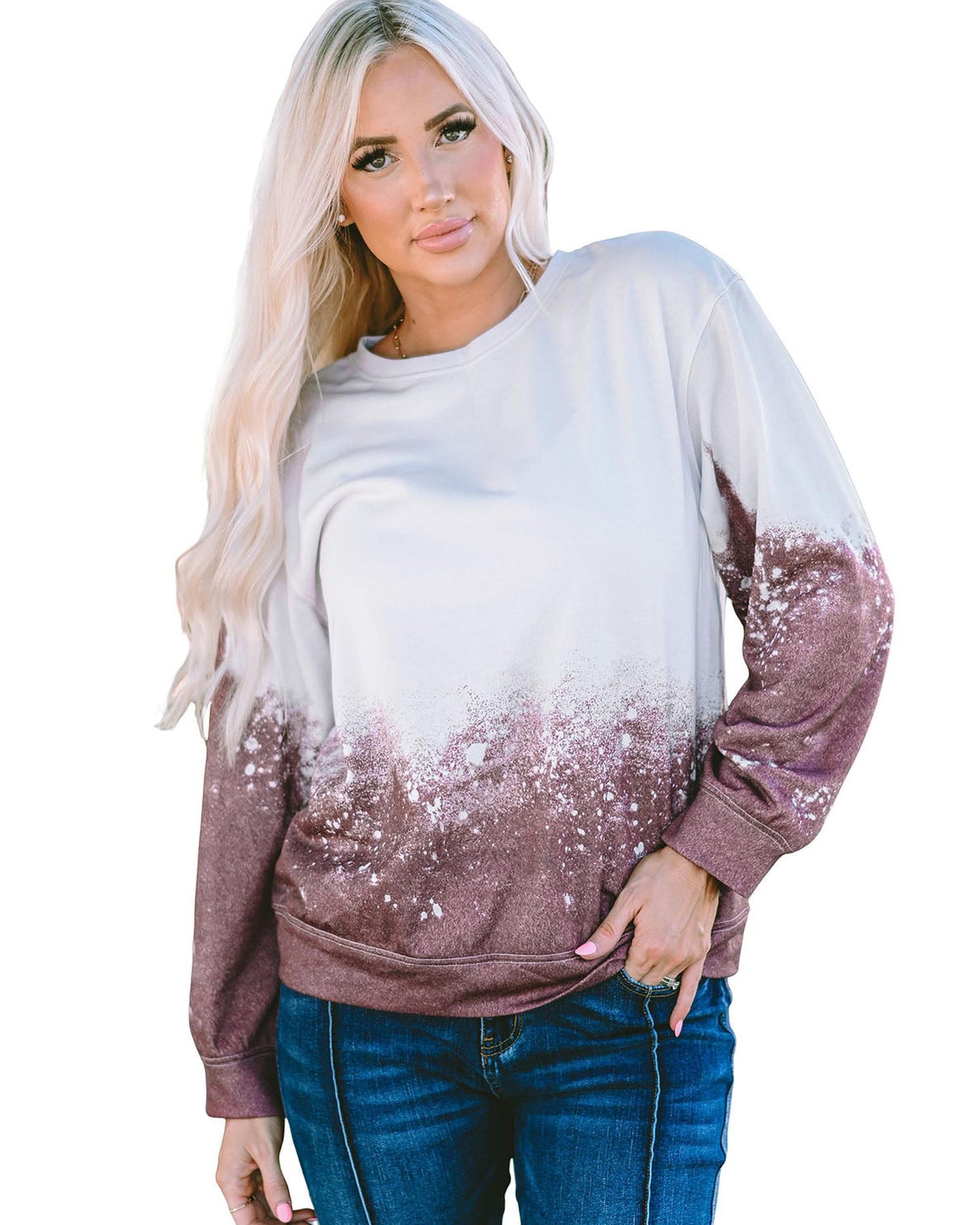 Azura Exchange Gradient Tie Dye Pullover Sweatshirt - L