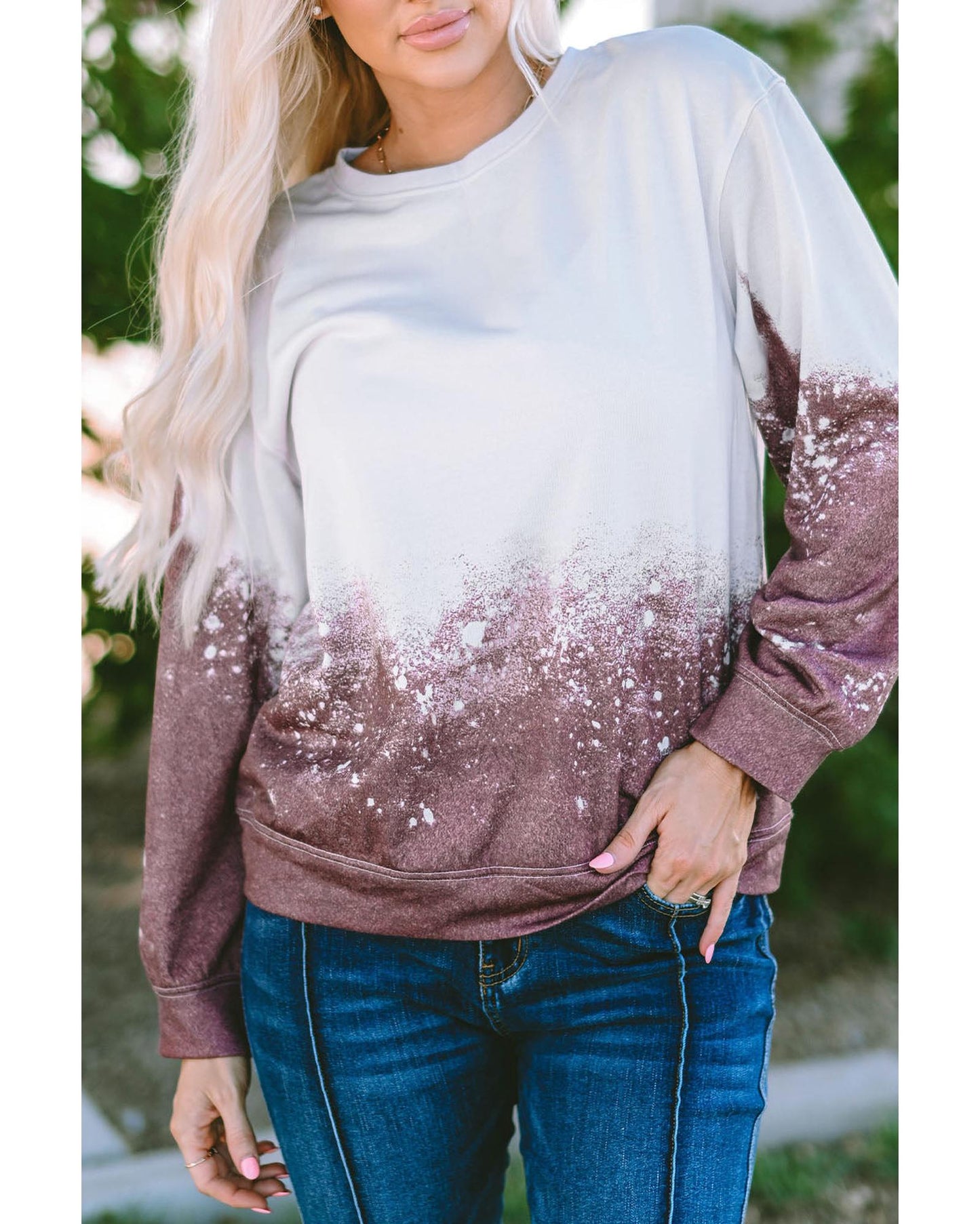 Azura Exchange Gradient Tie Dye Pullover Sweatshirt - M