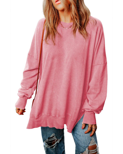 Azura Exchange Oversized Ribbed Trim Sweatshirt - M