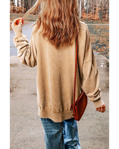 Azura Exchange Oversized Khaki Drop Shoulder Sweatshirt - L