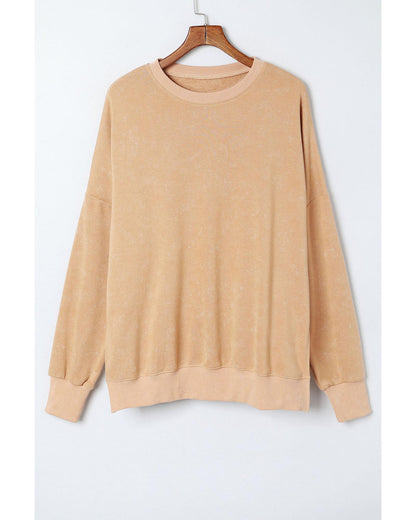 Azura Exchange Oversized Khaki Drop Shoulder Sweatshirt - S