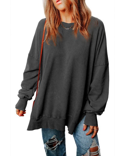 Azura Exchange Oversized Ribbed Trim Sweatshirt - M