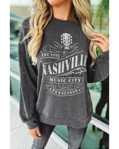 Azura Exchange NASHVILLE MUSIC CITY Corded Graphic Sweatshirt - M