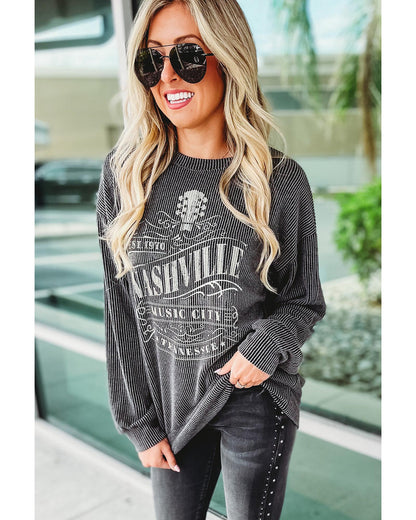 Azura Exchange NASHVILLE MUSIC CITY Corded Graphic Sweatshirt - M