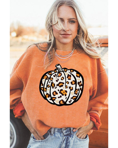 Azura Exchange Leopard Graphic Corded Sweatshirt - 2XL