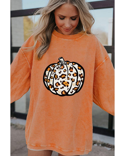 Azura Exchange Leopard Graphic Corded Sweatshirt - L