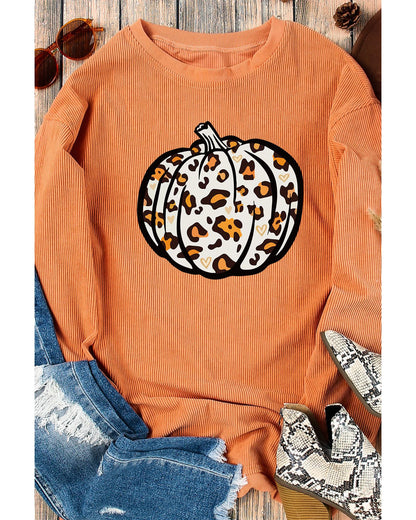 Azura Exchange Leopard Graphic Corded Sweatshirt - L