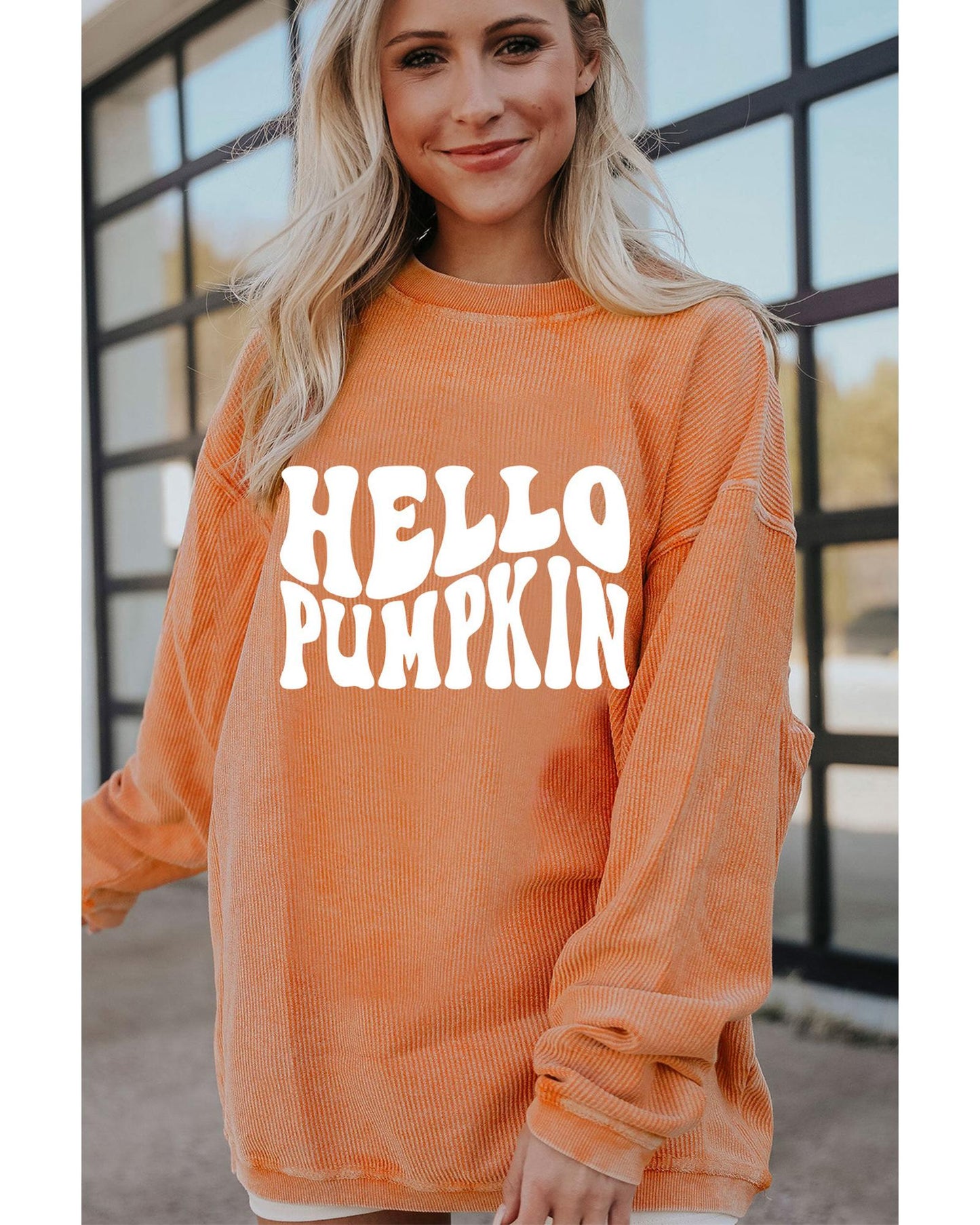 Azura Exchange HELLO PUMPKIN Graphic Corded Sweatshirt - L