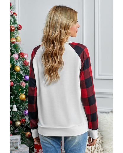 Azura Exchange Long Sleeve Buffalo Plaid Sweatshirt - M