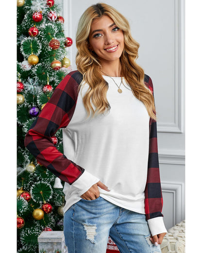 Azura Exchange Long Sleeve Buffalo Plaid Sweatshirt - M