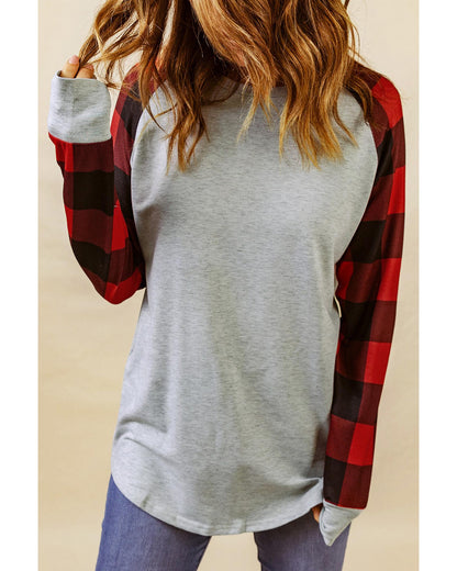 Azura Exchange Plaid Long Sleeve Sweatshirt - L