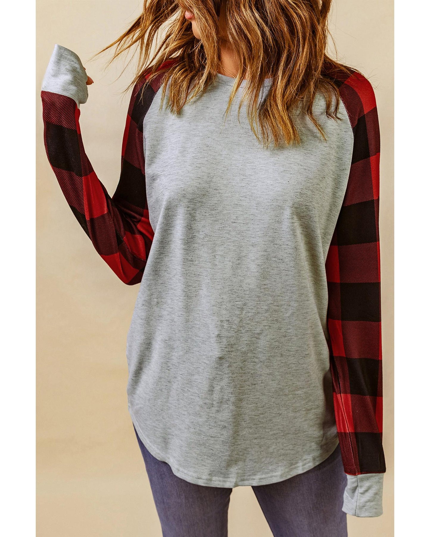 Azura Exchange Plaid Long Sleeve Sweatshirt - M